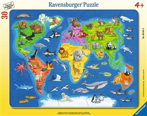 Puzzle Mapa Świata zwierząt 30 