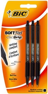 Długopis Soft Feel Click Grip Fine Czarny 3 sztuki  
