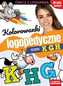 Kolorowanki logopedyczne Głoski K G H z naklejkami  