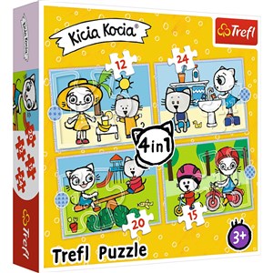 Puzzle 4w1 Kicia Kocia Dzień Kici Koci  