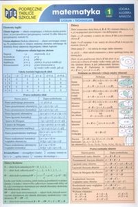 Podręczne tablice szkolne Matematyka 1 Logika Algebra Analiza liceum technikum - Polish Bookstore USA