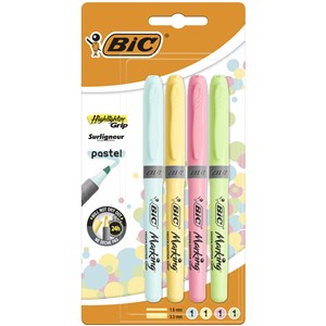 Zakreślacz Highlighter Grip Pastel mix BIC Blister 4szt polish usa