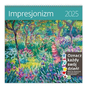 Kalendarz 2025 30x30 Impresjonizm miesięczny, na spirali, wiszący, z naklejkami Bookshop