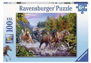 Puzzle 100 XXL Galop koni przez rzekę 