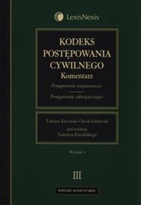 Kodeks postępowania cywilnego Komentarz Tom3 Postępowanie rozpoznawcze Postępowanie zabezpieczające polish books in canada