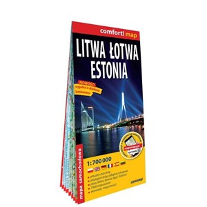 Litwa Łotwa Estonia laminowana mapa samochodowa 1:700 000  