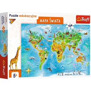 Puzzle 104 Edukacyjne mapa Świata nowa pl 15557 